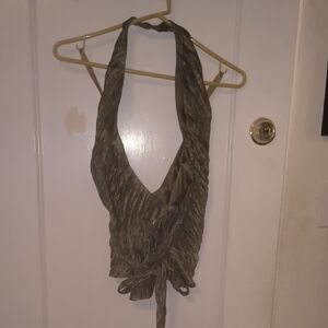 Chic Gold Halter Crop Top